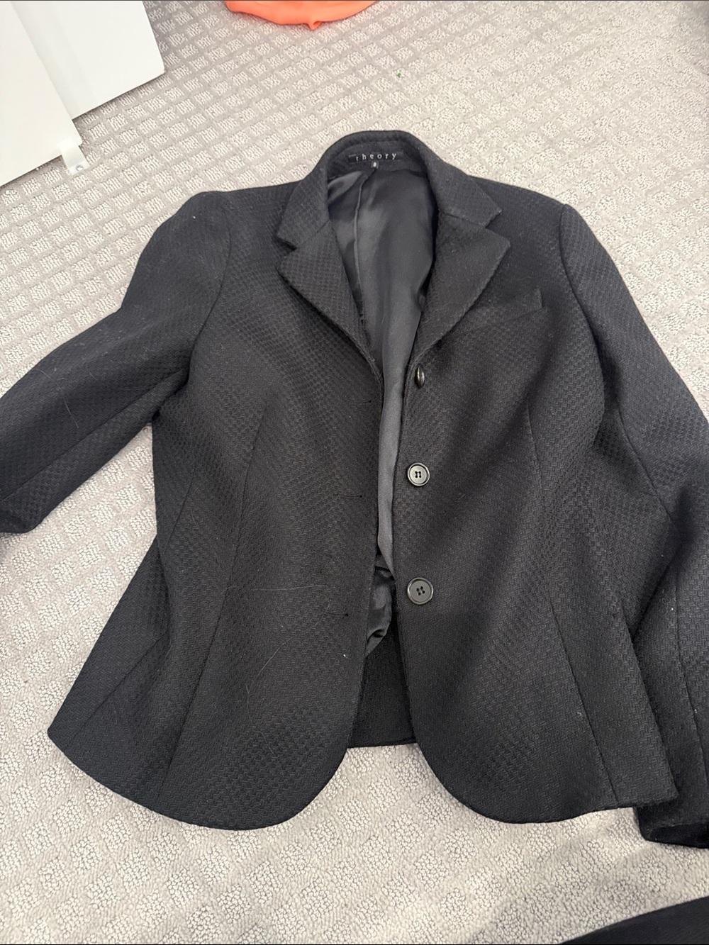 Theory Black Textured Wool Blend Blazer